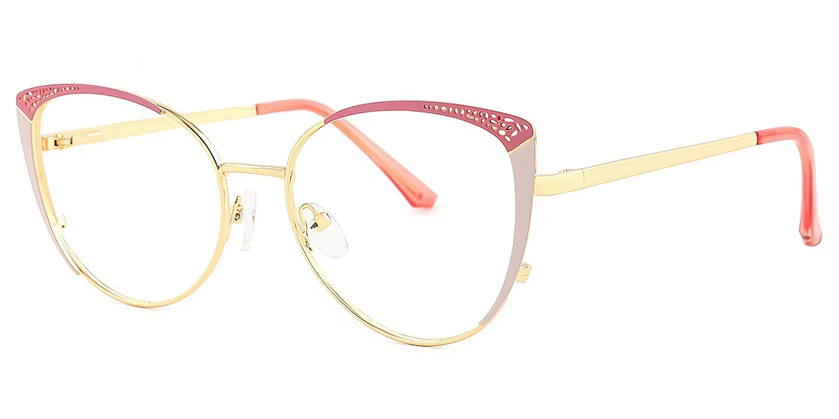 Red Cat Eye Exquisite Metal Eyeglasses