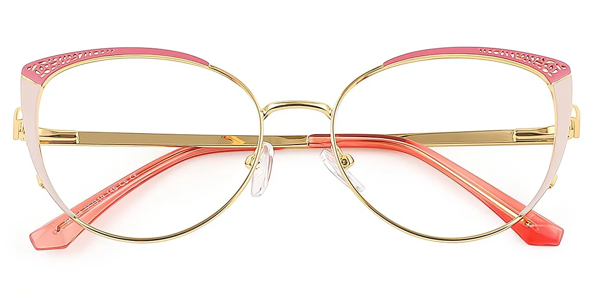 Red Cat Eye Exquisite Metal Eyeglasses