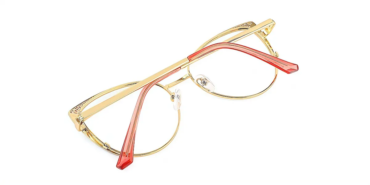 Red Cat Eye Exquisite Metal Eyeglasses