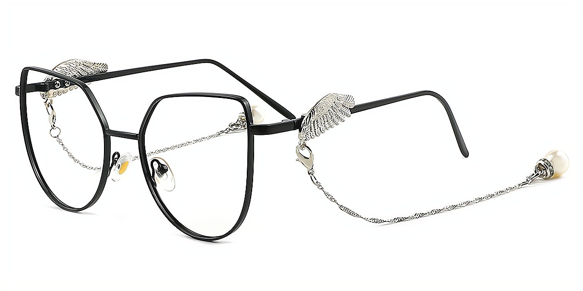 Black Cat Eye Exquisite Metal Eyeglasses