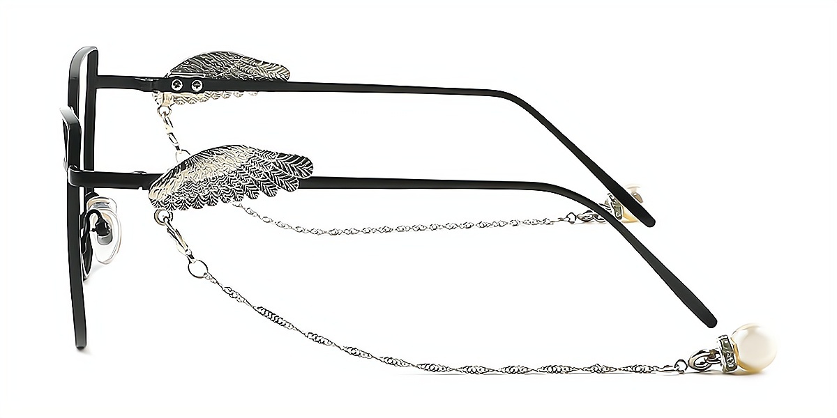 Black Cat Eye Exquisite Metal Eyeglasses