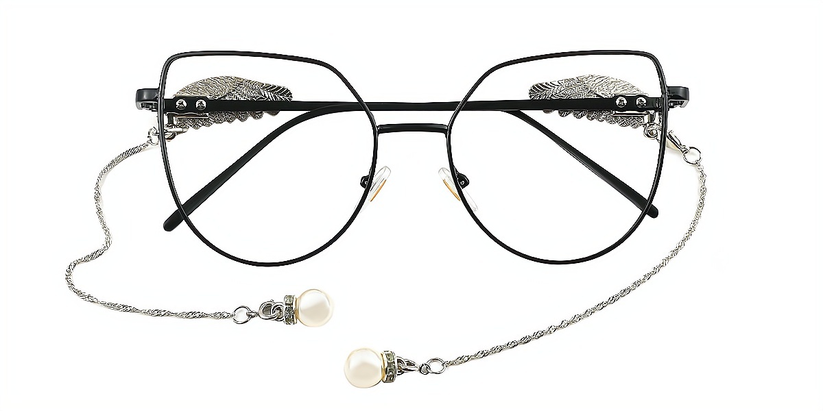 Black Cat Eye Exquisite Metal Eyeglasses