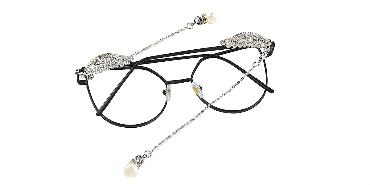 Black Cat Eye Exquisite Metal Eyeglasses