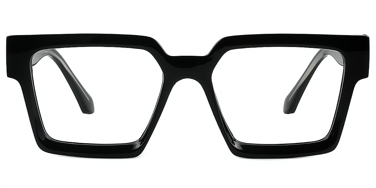 Black Geometric Simple Wide TR90 Eyeglasses