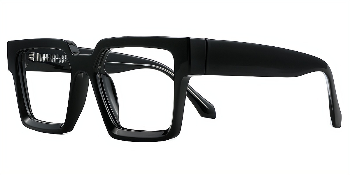 Black Geometric Simple Wide TR90 Eyeglasses