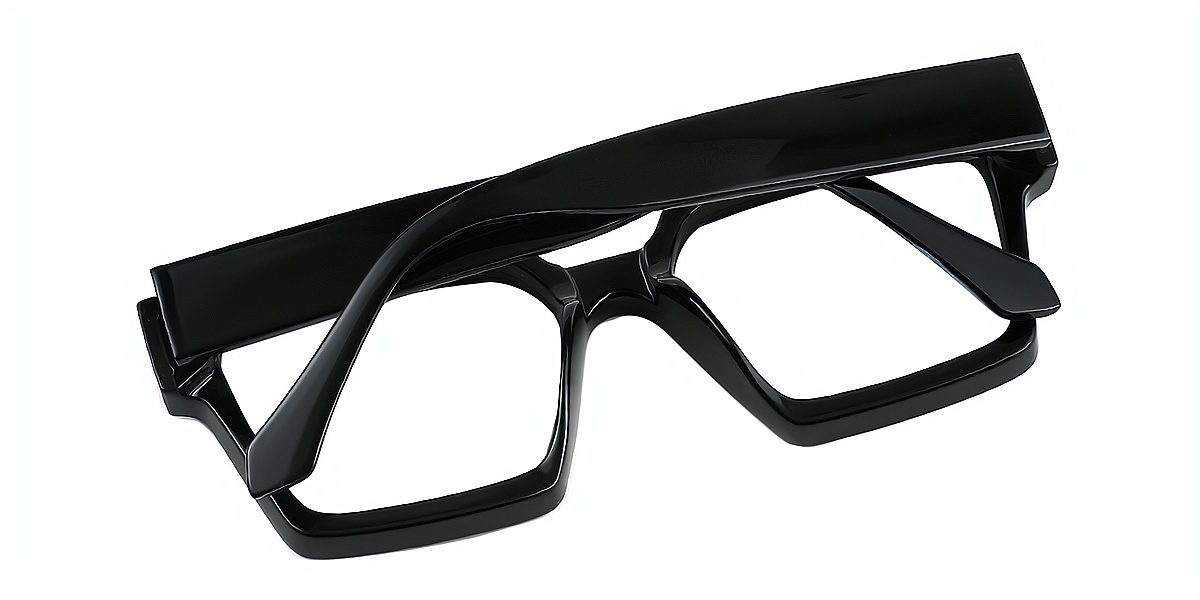 Black Geometric Simple Wide TR90 Eyeglasses