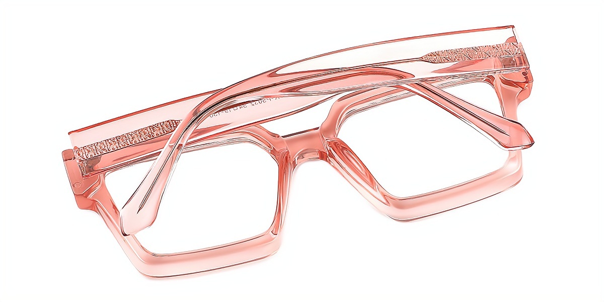 Pink Geometric Simple Wide TR90 Eyeglasses