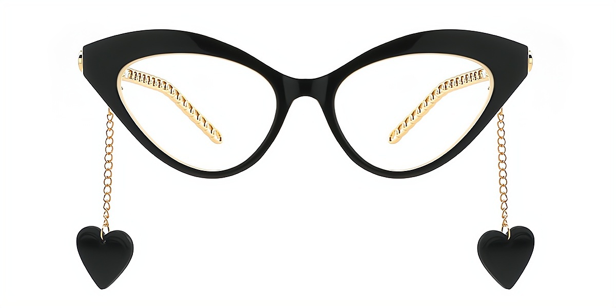 Black Cat Eye Unique Mixed Materials Eyeglasses