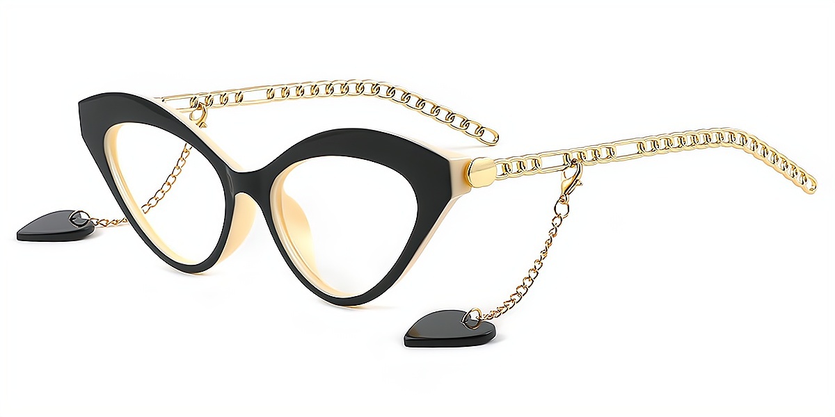 Black Cat Eye Unique Mixed Materials Eyeglasses