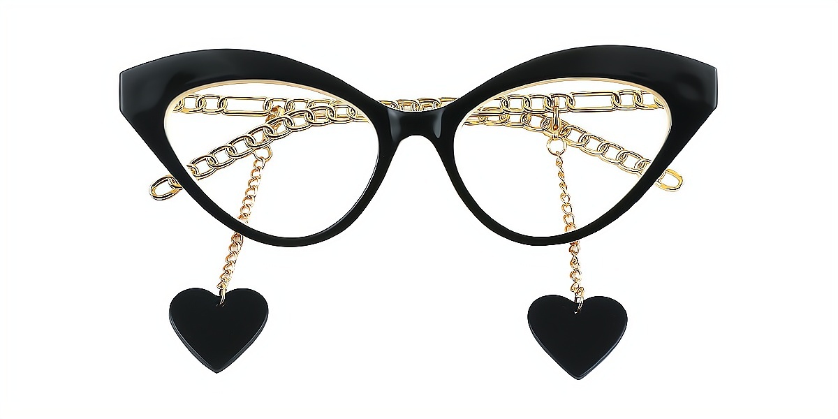Black Cat Eye Unique Mixed Materials Eyeglasses