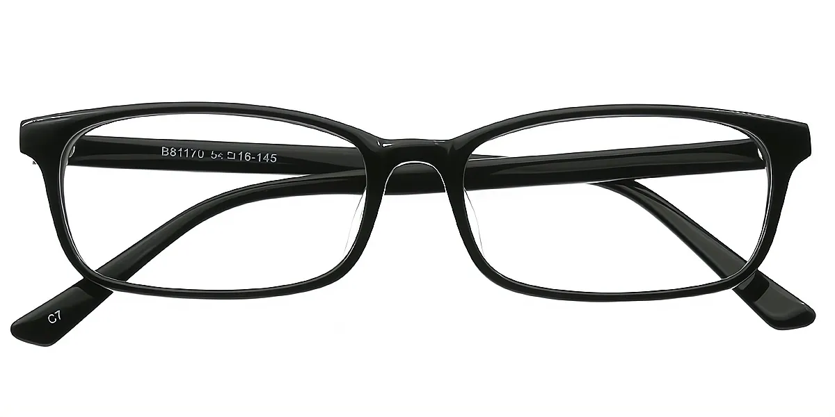 Black Rectangle Classic Horn TR90 Eyeglasses