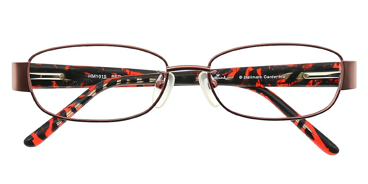 Red Rectangle Retro Intricate Metal Eyeglasses