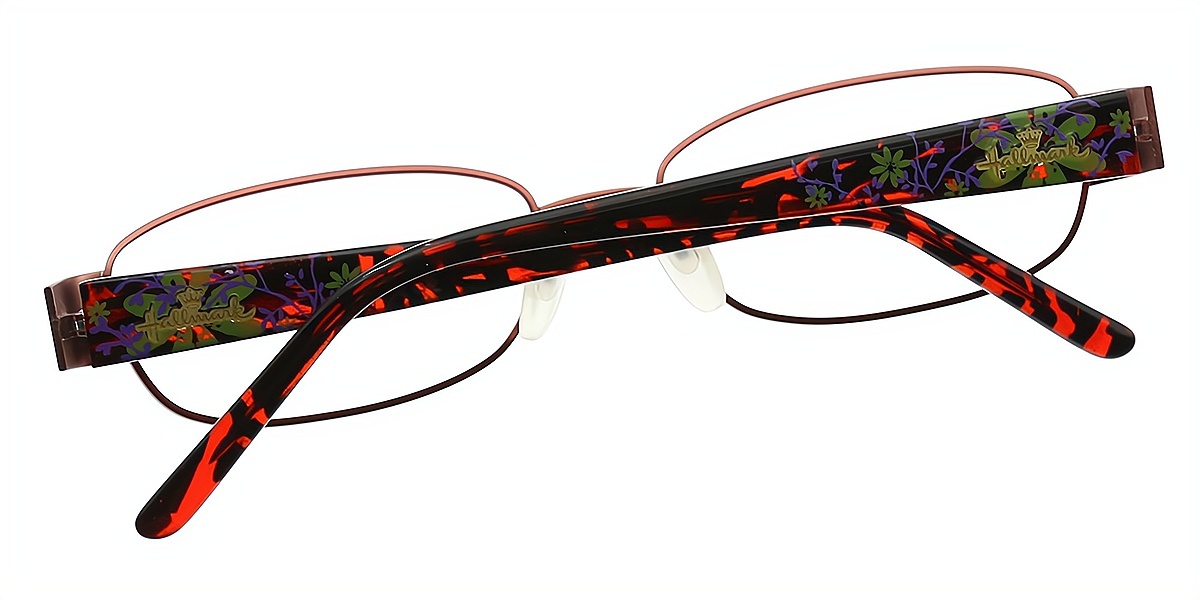 Red Rectangle Retro Intricate Metal Eyeglasses