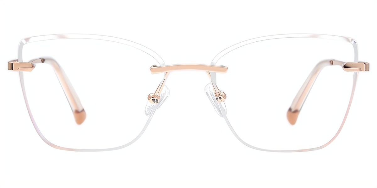 Golden Cat Eye Simple Metal Eyeglasses