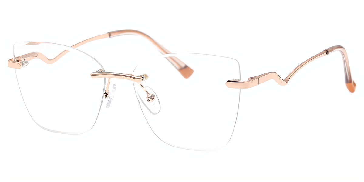Golden Cat Eye Simple Metal Eyeglasses