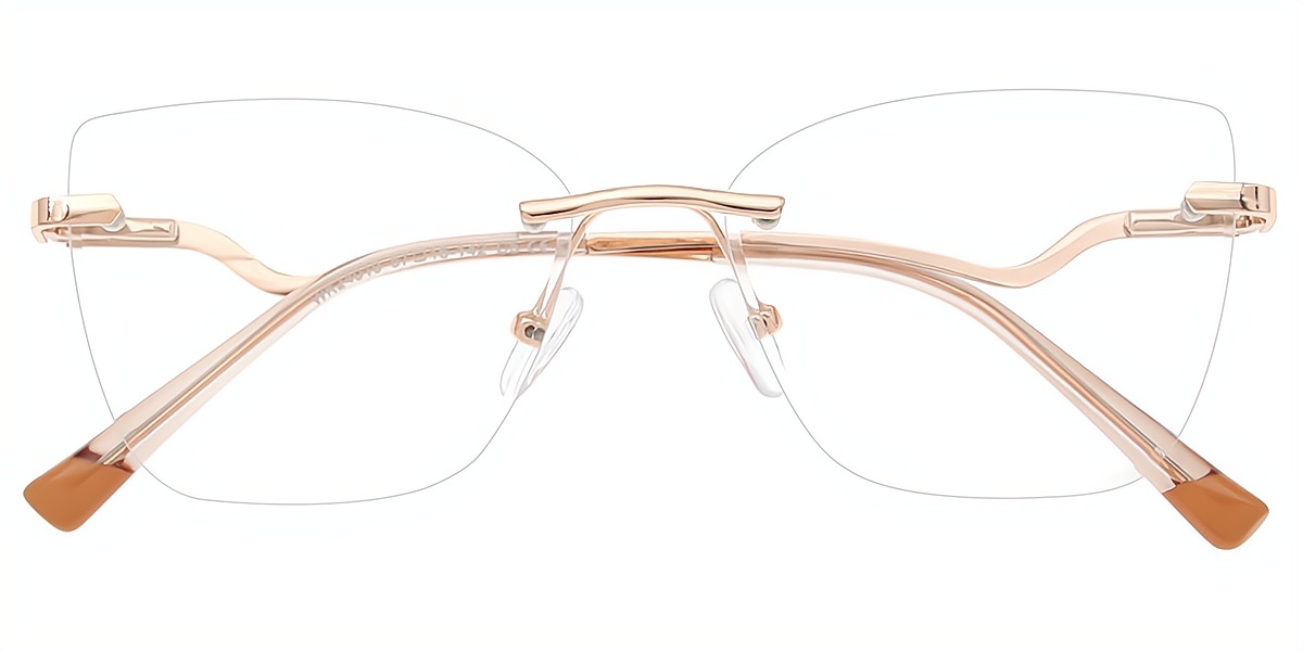 Golden Cat Eye Simple Metal Eyeglasses