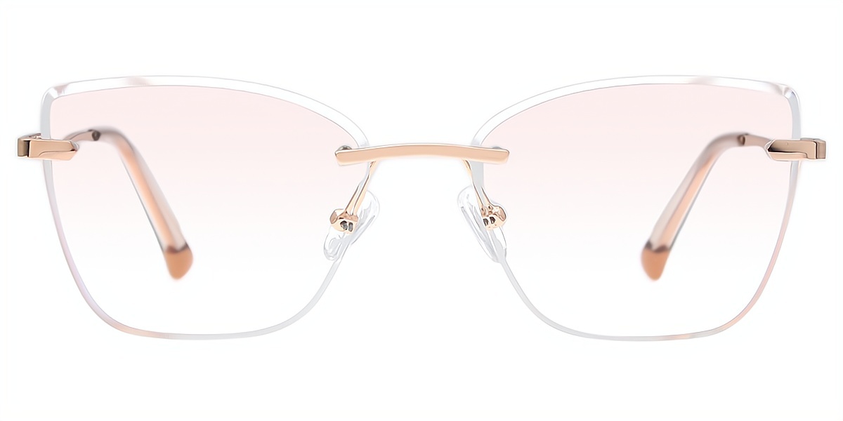 Golden Cat Eye Simple Metal Eyeglasses