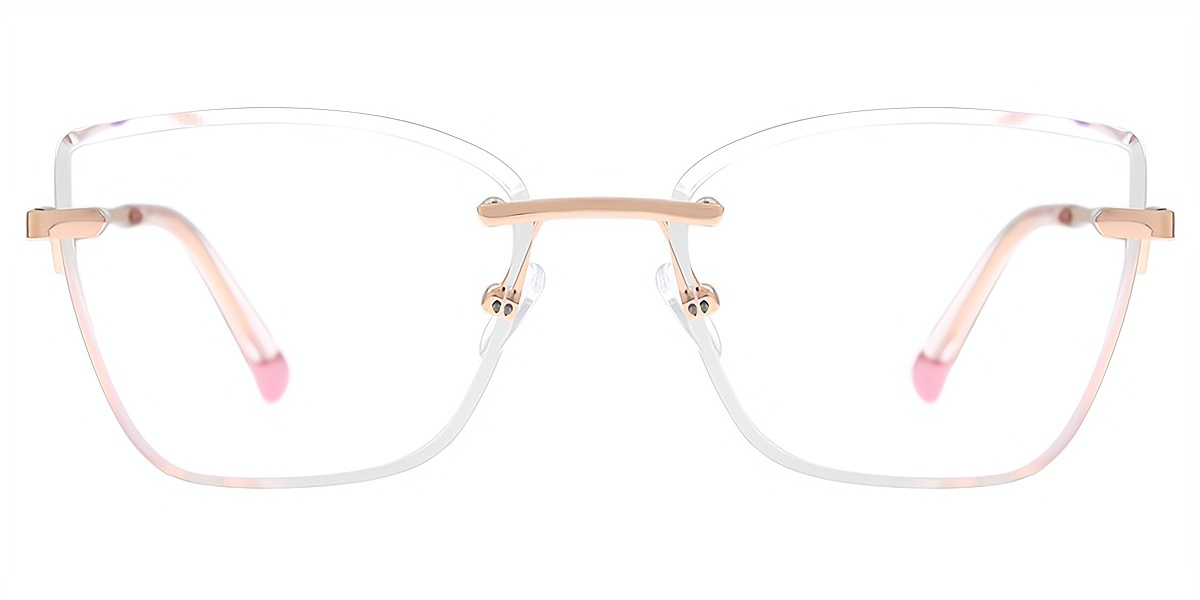 Pink Cat Eye Simple Metal Eyeglasses