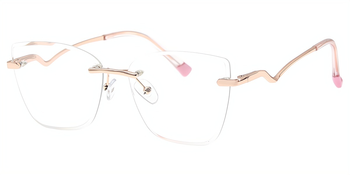 Pink Cat Eye Simple Metal Eyeglasses