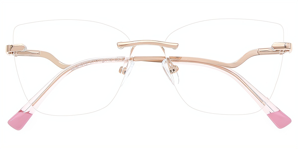 Pink Cat Eye Simple Metal Eyeglasses
