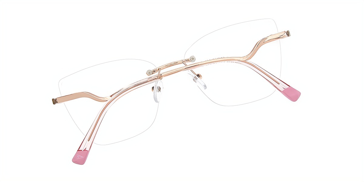 Pink Cat Eye Simple Metal Eyeglasses