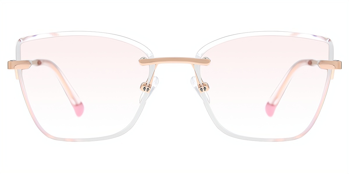 Pink Cat Eye Simple Metal Eyeglasses