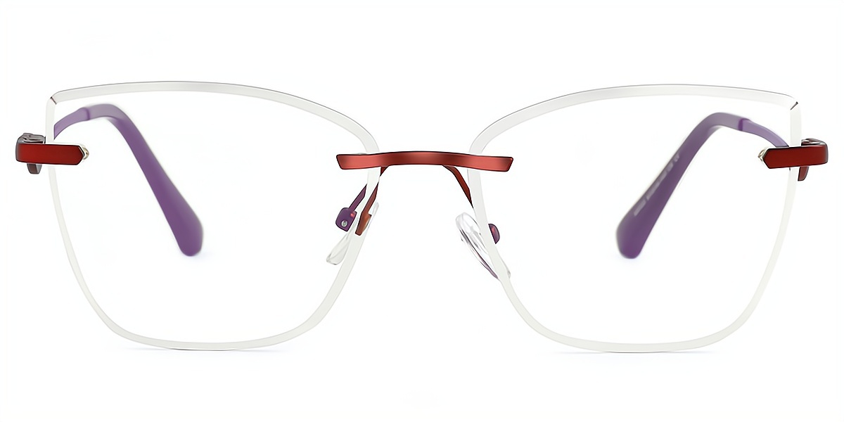 Red Cat Eye Simple Metal Eyeglasses