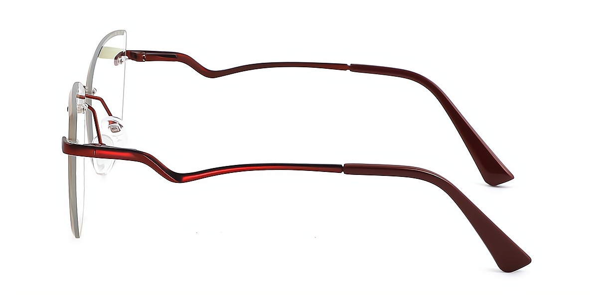 Red Cat Eye Simple Metal Eyeglasses