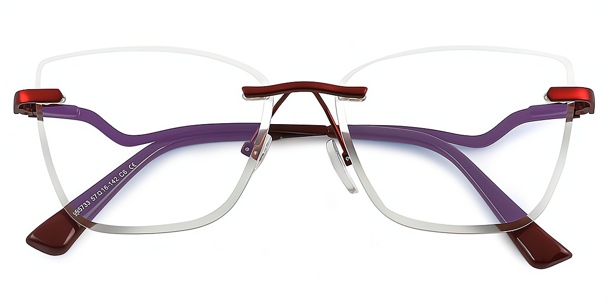 Red Cat Eye Simple Metal Eyeglasses