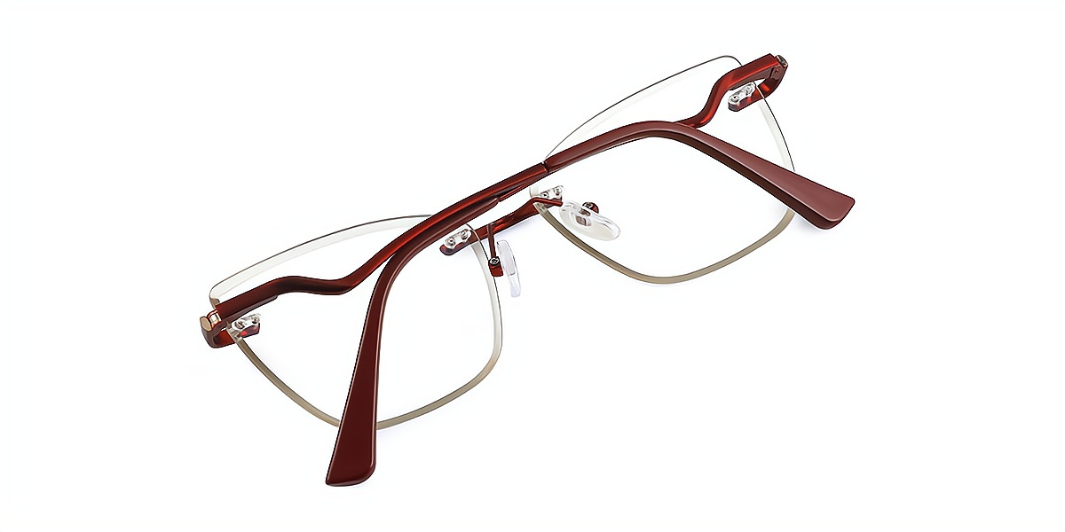 Red Cat Eye Simple Metal Eyeglasses