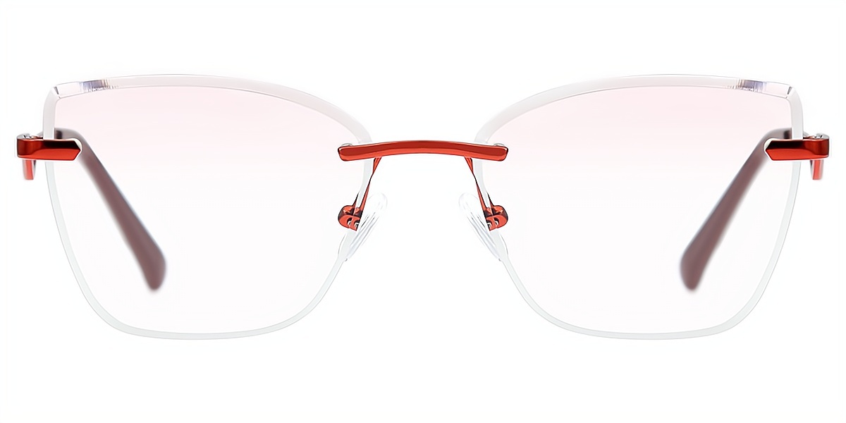 Red Cat Eye Simple Metal Eyeglasses