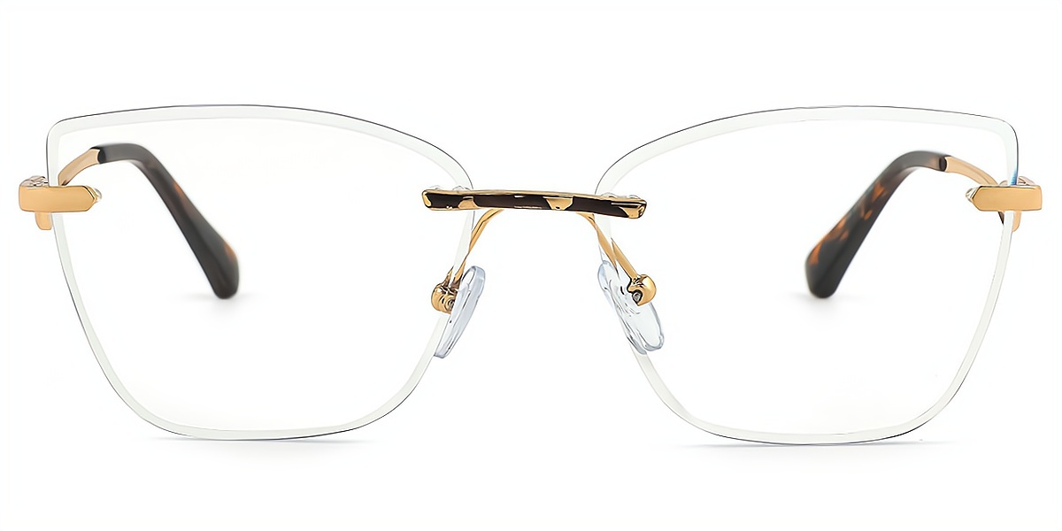 Tortoise Cat Eye Simple Metal Eyeglasses