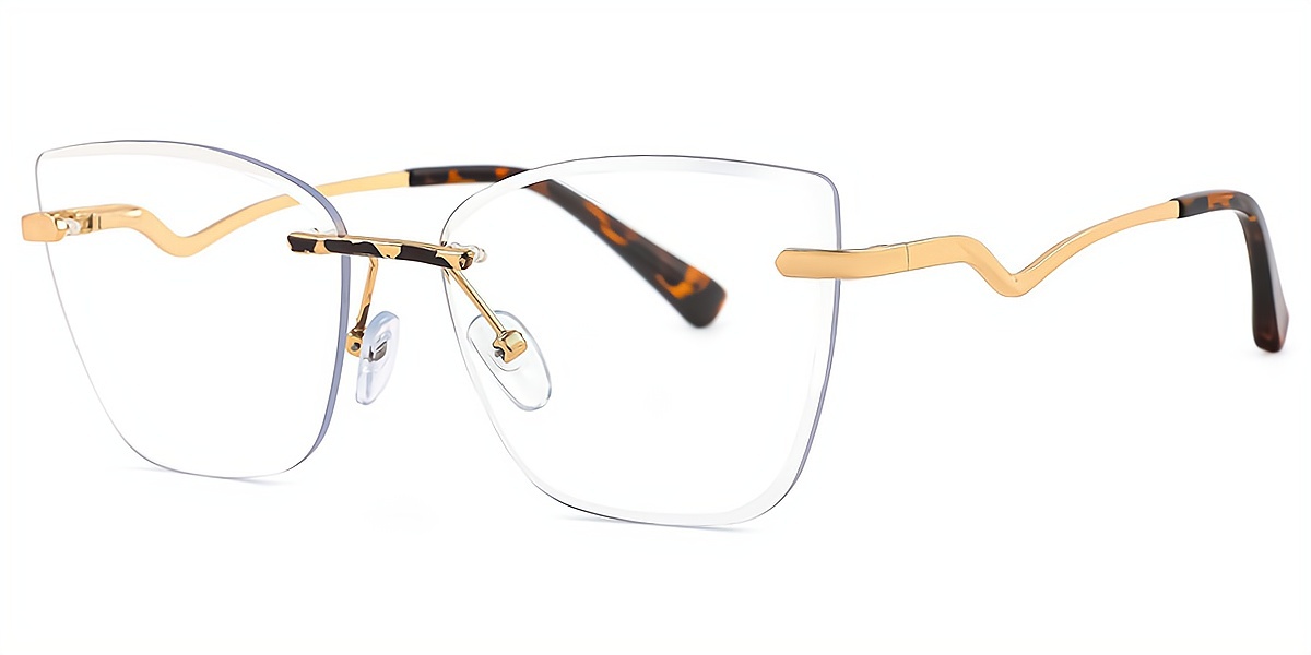 Tortoise Cat Eye Simple Metal Eyeglasses