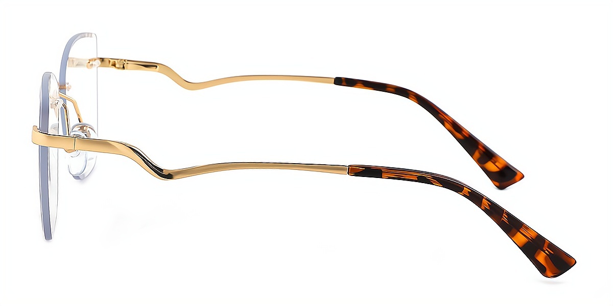 Tortoise Cat Eye Simple Metal Eyeglasses