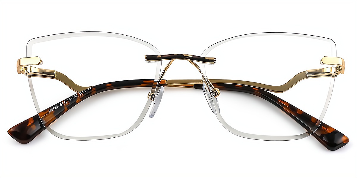 Tortoise Cat Eye Simple Metal Eyeglasses