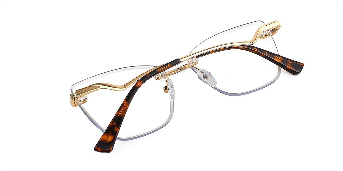 Tortoise Cat Eye Simple Metal Eyeglasses