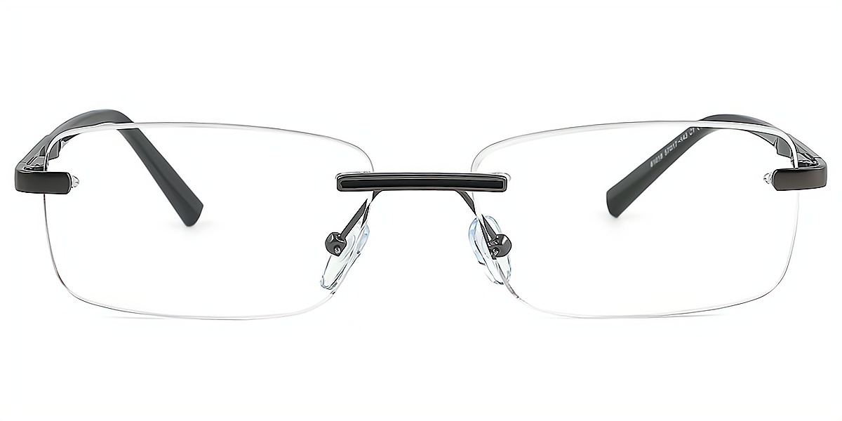 Black Rectangle Simple Metal Eyeglasses