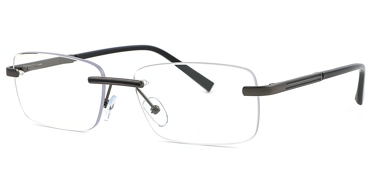 Black Rectangle Simple Metal Eyeglasses