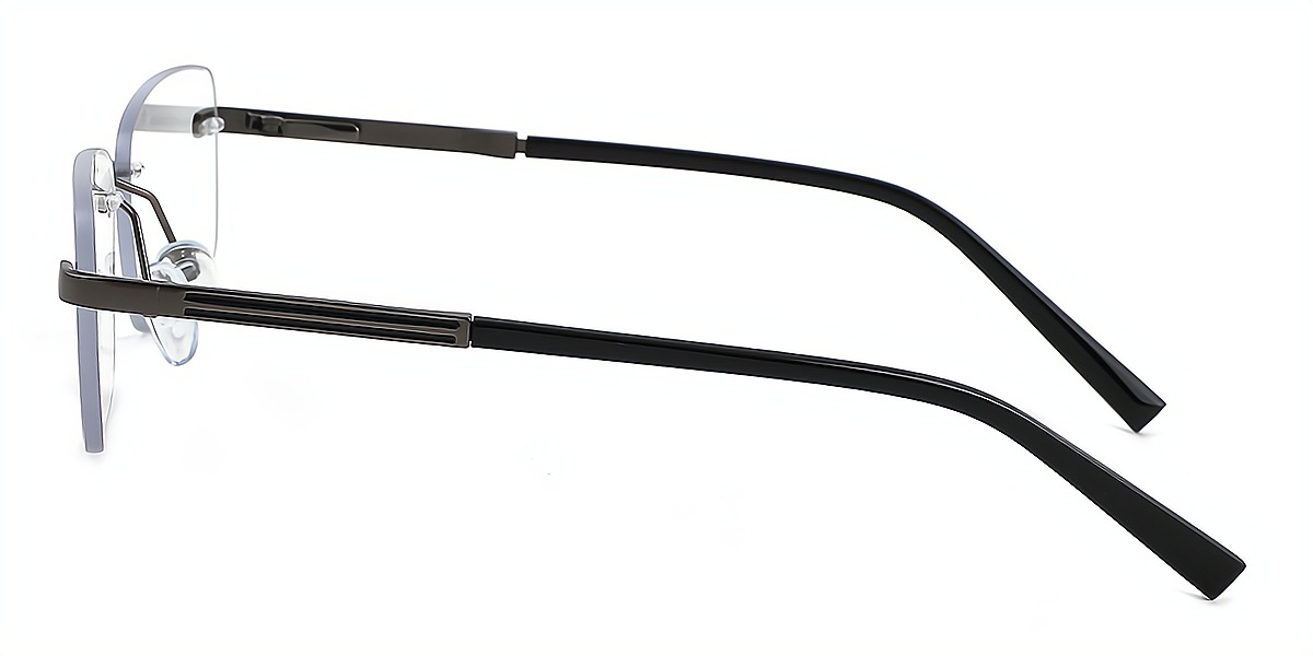 Black Rectangle Simple Metal Eyeglasses