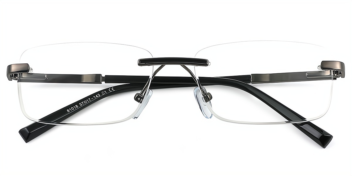 Black Rectangle Simple Metal Eyeglasses