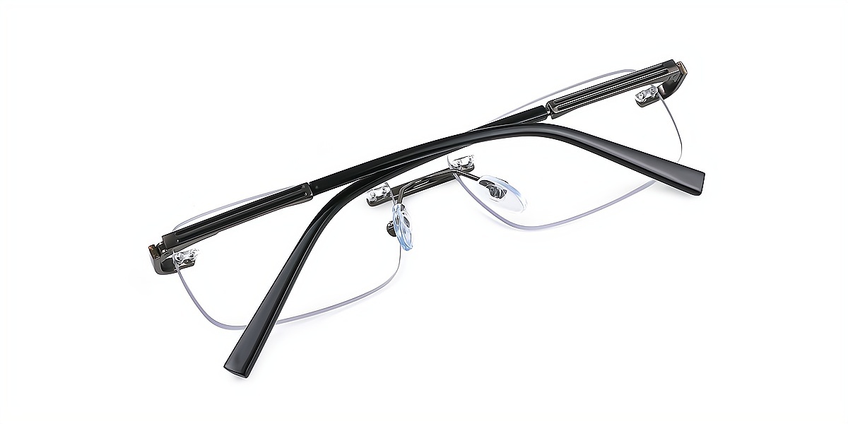 Black Rectangle Simple Metal Eyeglasses