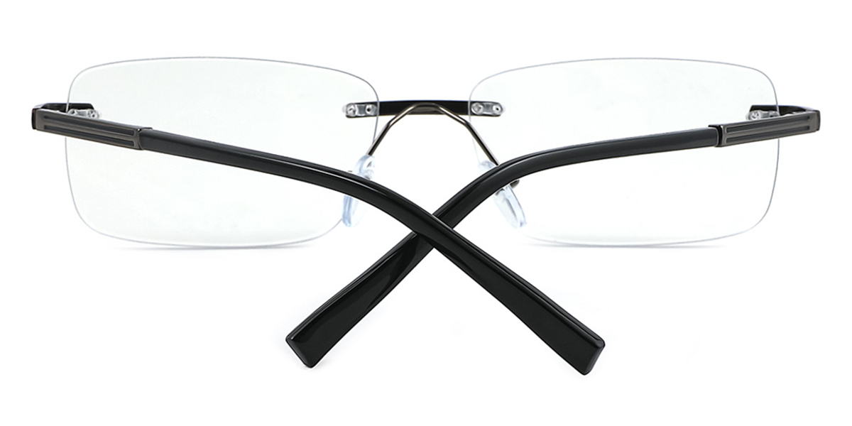 Black Rectangle Simple Metal Eyeglasses