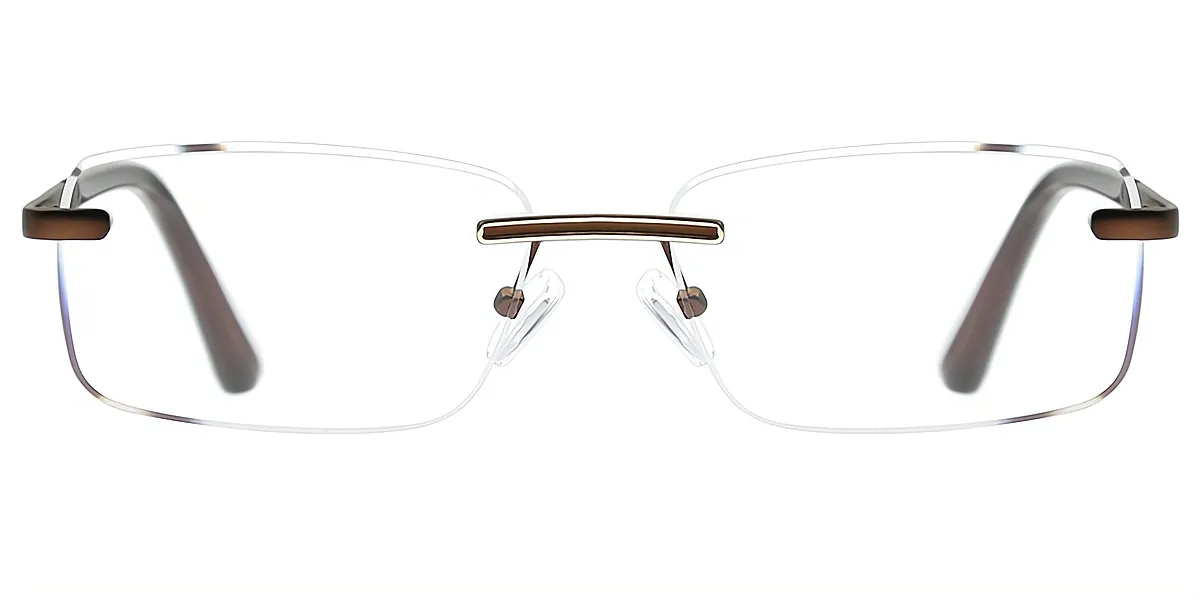 Brown Rectangle Simple Metal Eyeglasses
