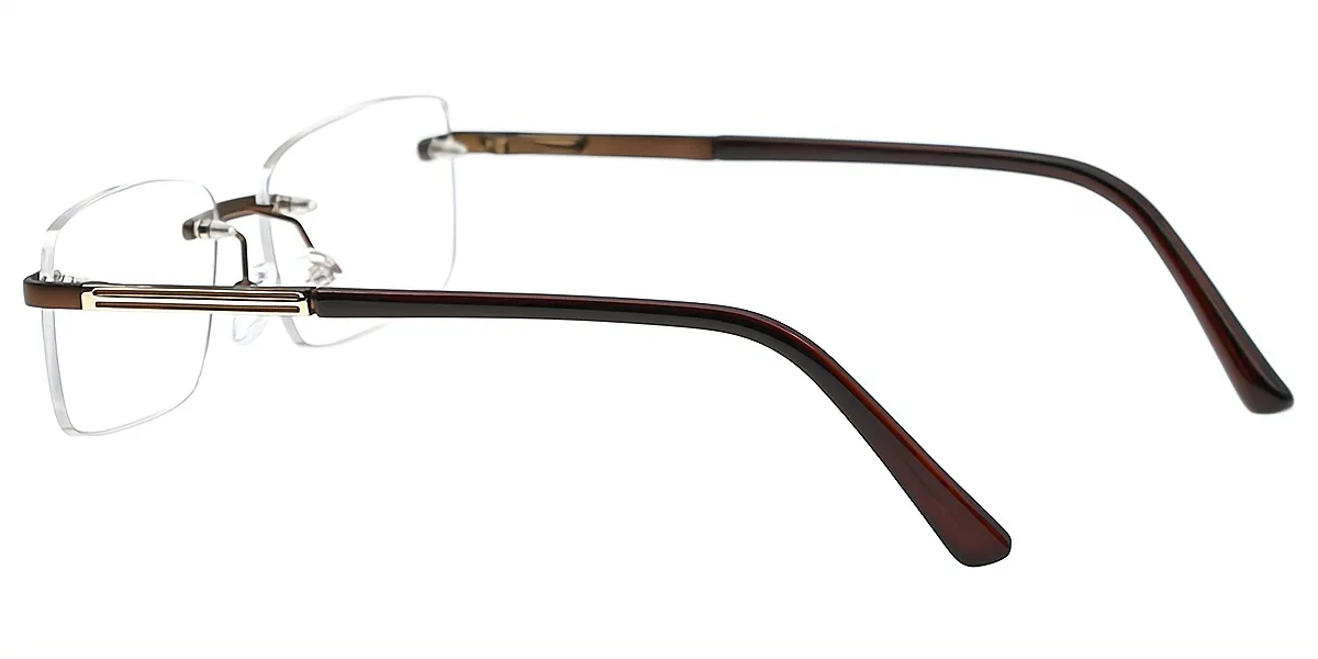 Brown Rectangle Simple Metal Eyeglasses