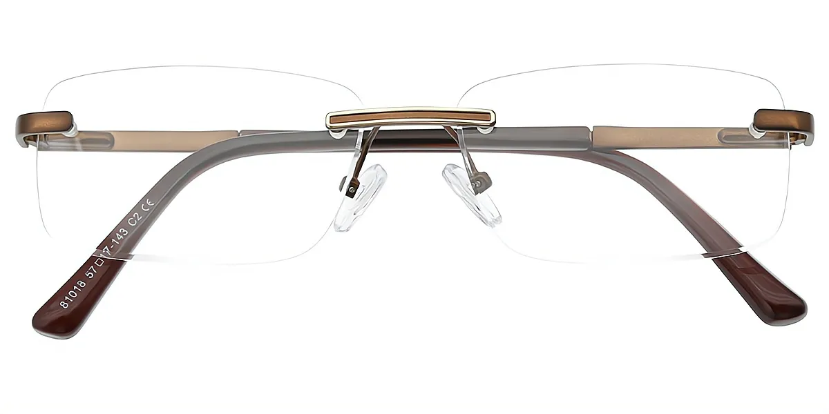 Brown Rectangle Simple Metal Eyeglasses