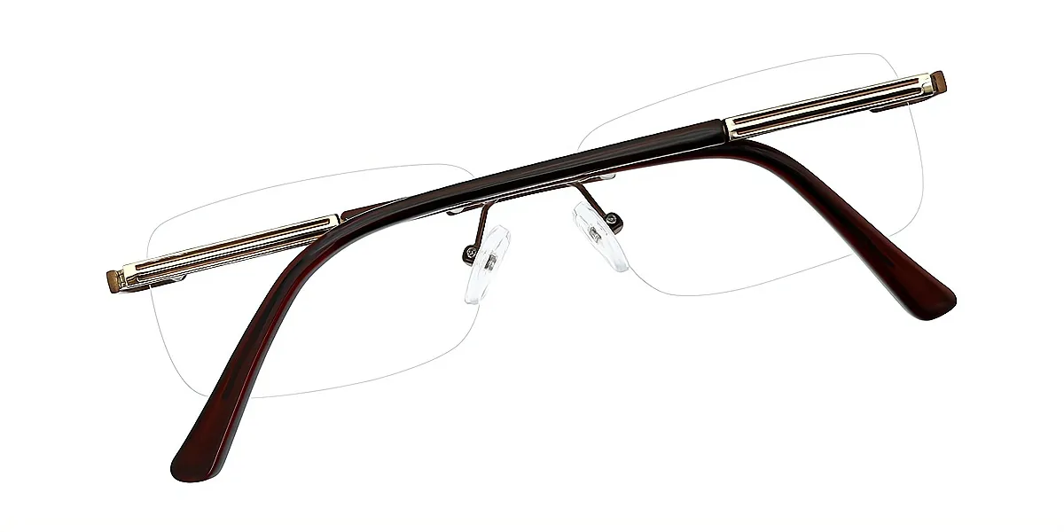 Brown Rectangle Simple Metal Eyeglasses