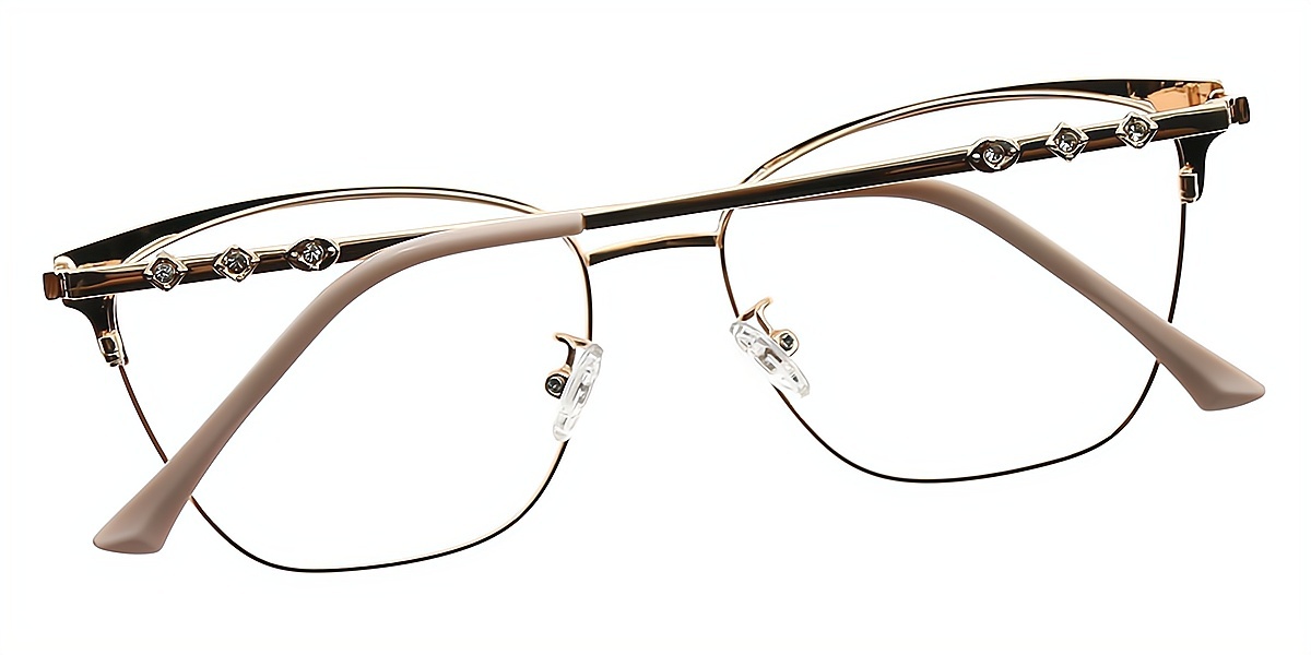 Pink Cat Eye Ornate Detailed Metal Eyeglasses