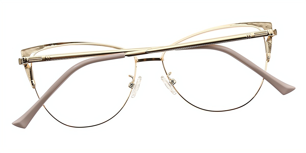 Pink Cat Eye Exquisite Ornate Metal Eyeglasses