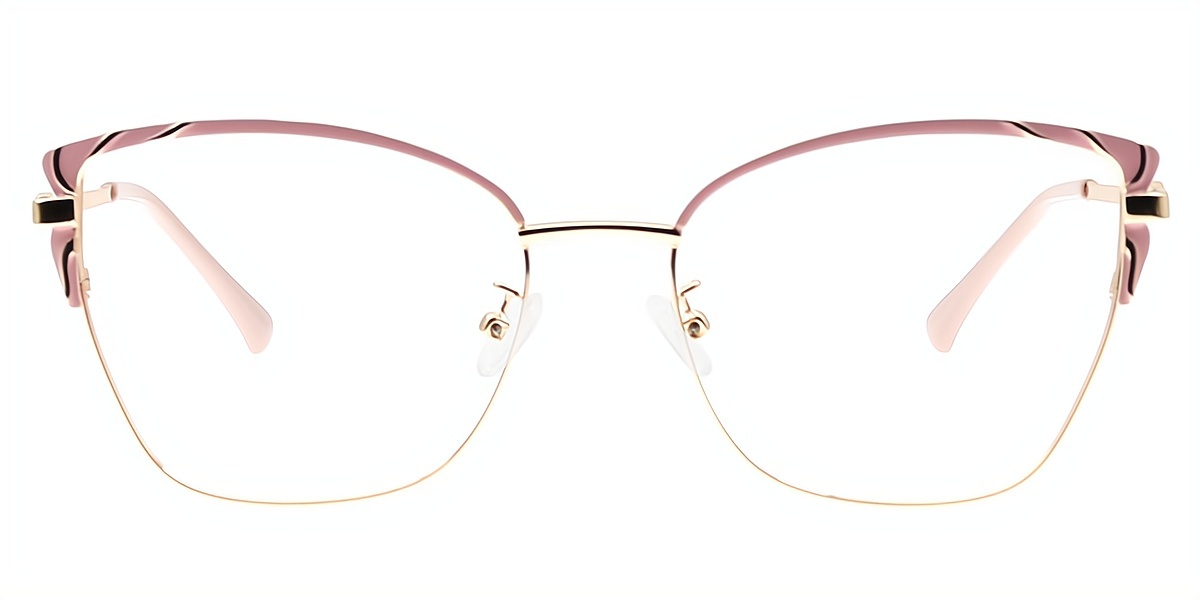 Pink Cat Eye Elaborate Metal Eyeglasses