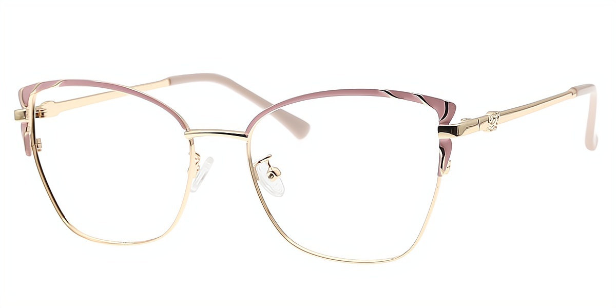 Pink Cat Eye Elaborate Metal Eyeglasses